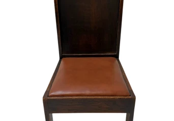 Art Deco Modernist Side Chair with Leather Seat, 1930s
